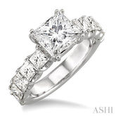 2 Ctw Princess Cut Diamond Semi-Mount Engagement Ring in 18K White Gold